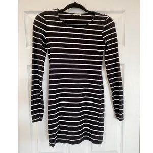 B&W Striped Long Sleeve Dress S/M